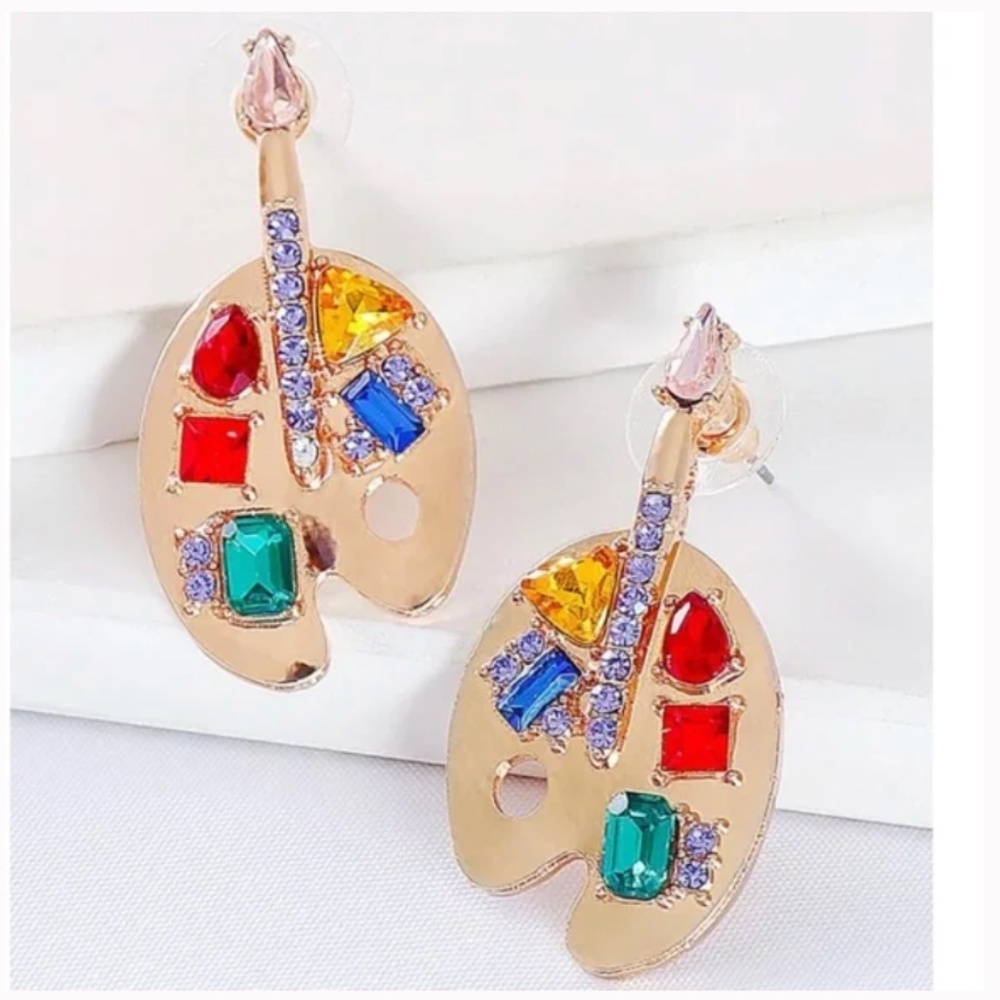 โค๏ธ FREE Paint Art Deco Pop Rhinestone Hip Farm Hipster Boho Hippie Farm Earrings